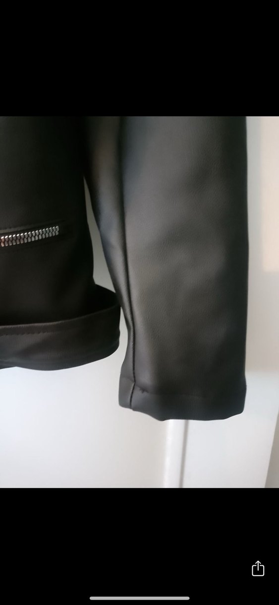 Kadın Siyah Suni Deri Ceket - Görsel 4