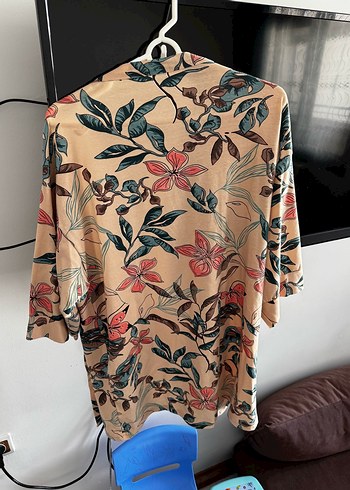 Bohem V Yaka Baskılı Midi Kimono