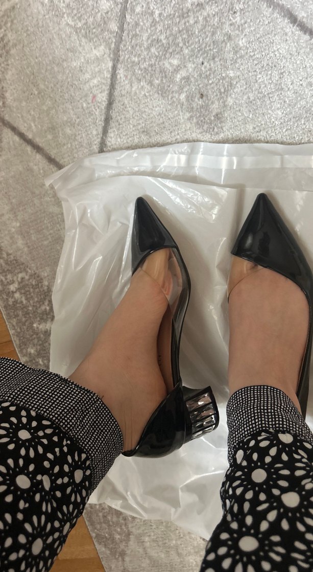 Şeffaf Detaylı Siyah Stiletto - Görsel 4