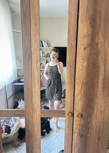 Siyah Bağlamalı İp Askılı Midi Elbise - Görsel 4