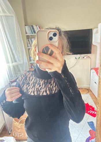 Siyah Dantel Detaylı Süet Midi Elbise - Görsel 7