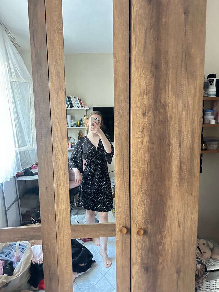 Gri Puantiyeli Midi Streetwear Sütyen - Görsel 4