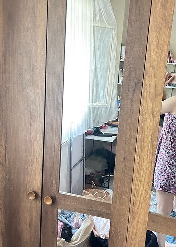 Pembe Bağlama Desenli Transparan Midi Elbise - Görsel 2