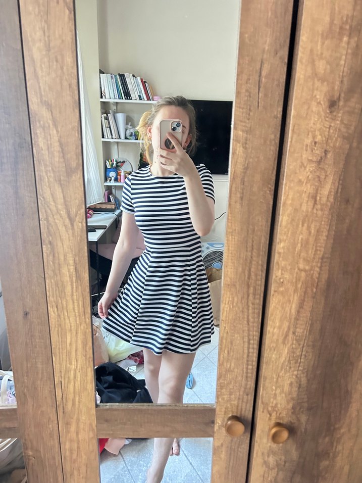 Divided Mavi Çizgili Hamile Bluzu - Görsel 5