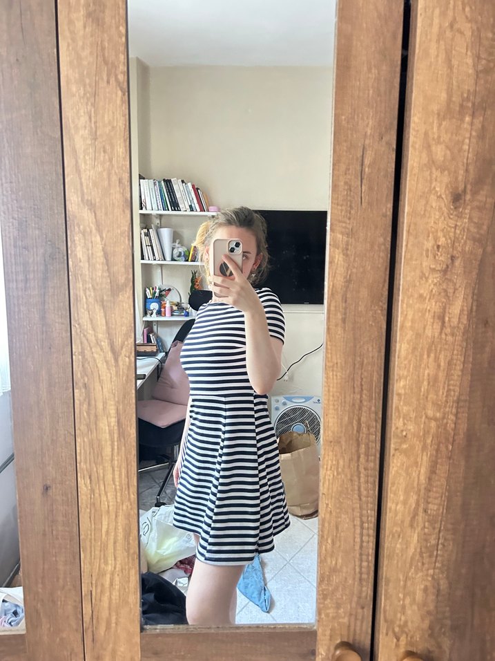 Divided Mavi Çizgili Hamile Bluzu - Görsel 4