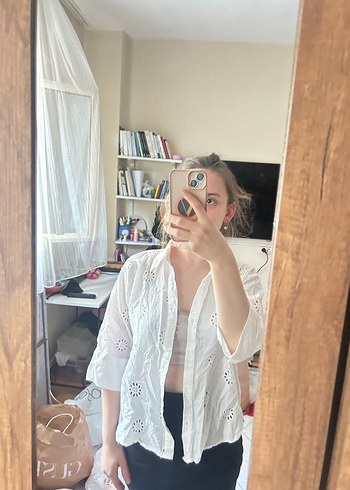 Bohem Beyaz Transparan Pamuklu Gömlek - Görsel 2