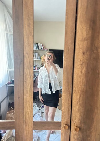 Bohem Beyaz Transparan Pamuklu Gömlek - Görsel 4