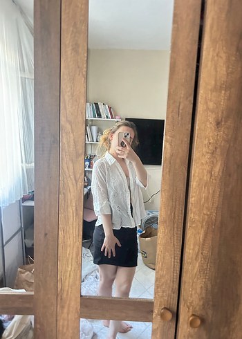 Bohem Beyaz Transparan Pamuklu Gömlek - Görsel 3