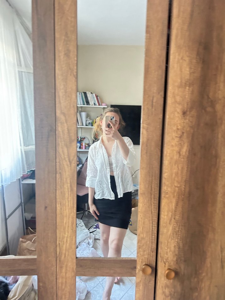 Bohem Beyaz Transparan Pamuklu Gömlek - Görsel 4