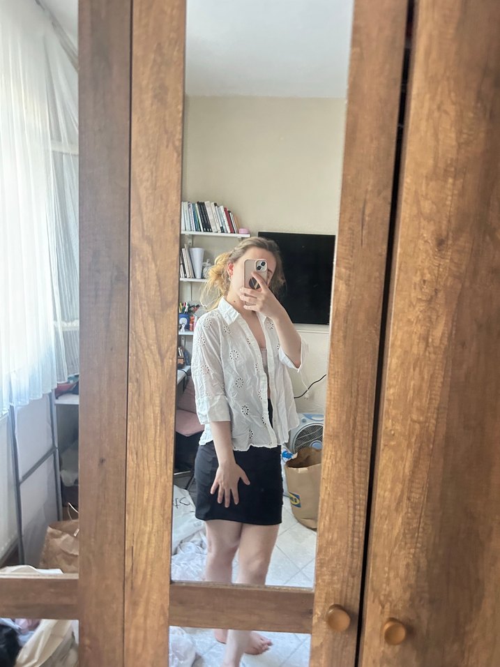 Bohem Beyaz Transparan Pamuklu Gömlek - Görsel 3