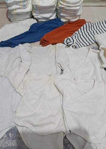 premature alt üst ve bez Beyaz Pamuklu Bebek Hastane Kıyafeti - Görsel 2