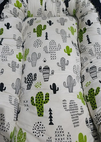 Gri Kaktüs Desenli Bebek Yatağı baby nest çantalı - Görsel 3