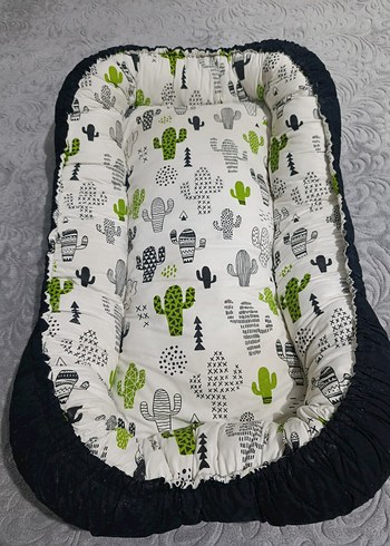 Gri Kaktüs Desenli Bebek Yatağı baby nest çantalı - Görsel 4