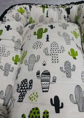 Gri Kaktüs Desenli Bebek Yatağı baby nest çantalı - Görsel 2
