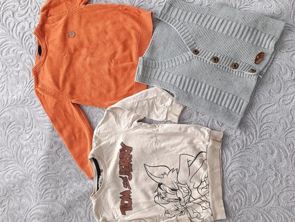 Gri Örgü Erkek Çocuk Hırka - Görsel 3