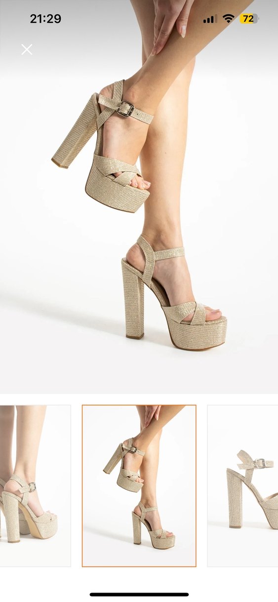 Bej Yılan Desenli Platform Topuklu Kadın Ayakkabı - Görsel 2