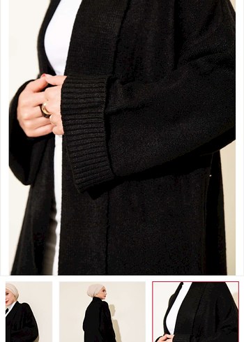 Siyah Uzun Kadın Streetwear Hırka - Görsel 3