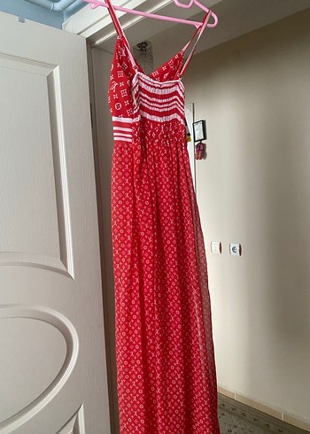 Askılı astarlı etiketli yeni uzun elbise - Görsel 3