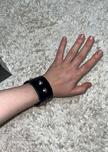 Siyah Deri Punk Bileklik Unisex - Görsel 5