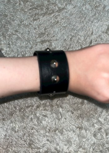 Siyah Deri Punk Bileklik Unisex - Görsel 3