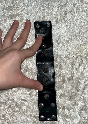 Siyah Deri Punk Bileklik Unisex - Görsel 2