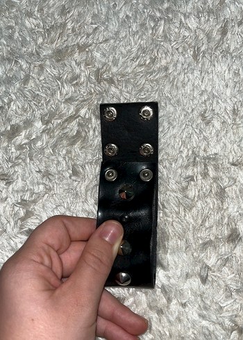 Siyah Deri Punk Bileklik Unisex - Görsel 6