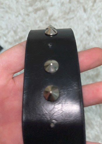 Siyah Deri Punk Bileklik Unisex - Görsel 10