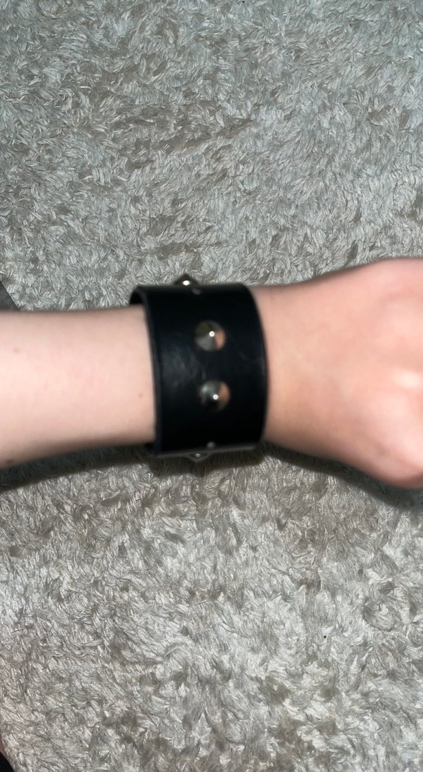 Siyah Deri Punk Bileklik Unisex - Görsel 3