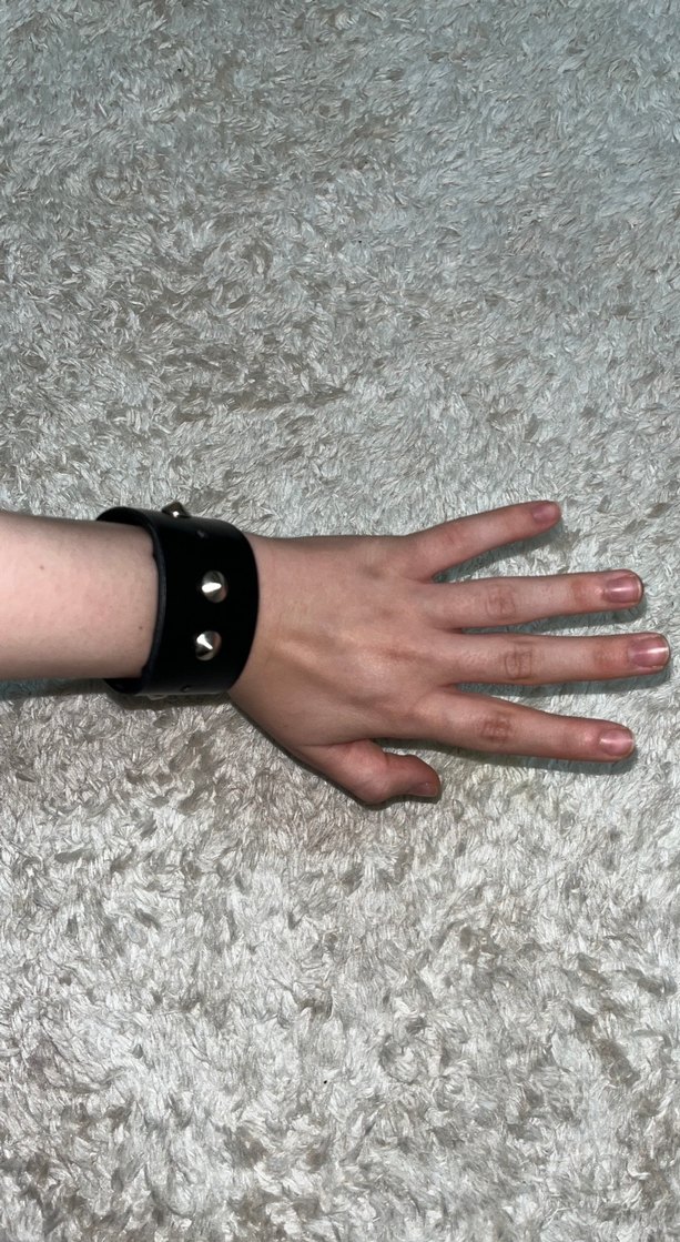 Siyah Deri Punk Bileklik Unisex - Görsel 4