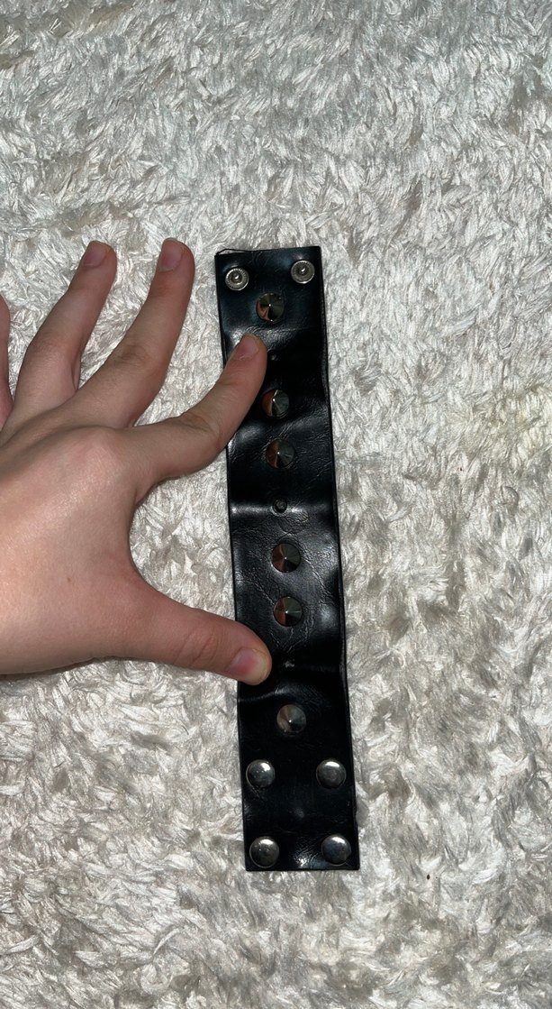 Siyah Deri Punk Bileklik Unisex - Görsel 2