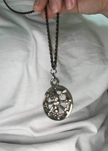 Gri Kuru Kafa Desenli Zincir Kolye - Görsel 8