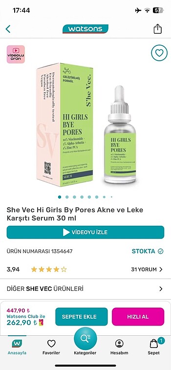 Beden Renk She Vec niacinamide serum 30ml