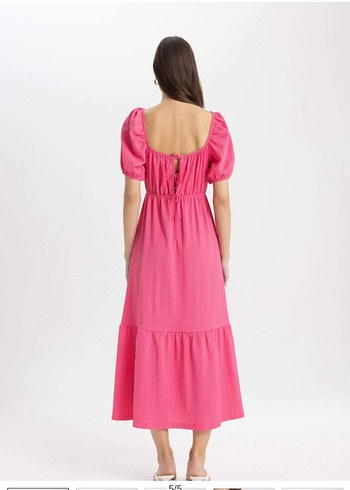 Pembe Uzun Pilili Kadın Elbise - Görsel 3