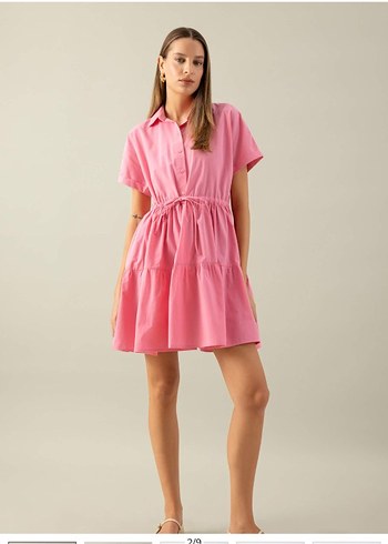 Pembe Mini Renkli Rahat Elbise - Görsel 2