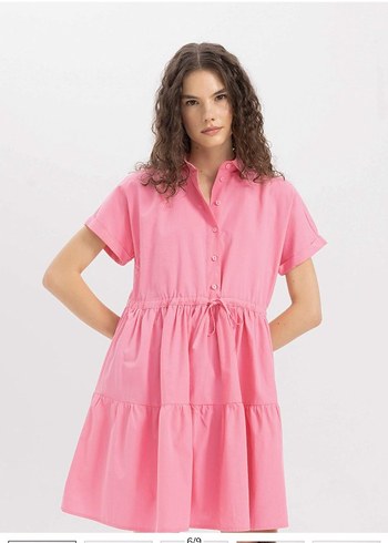 Pembe Mini Renkli Rahat Elbise - Görsel 4