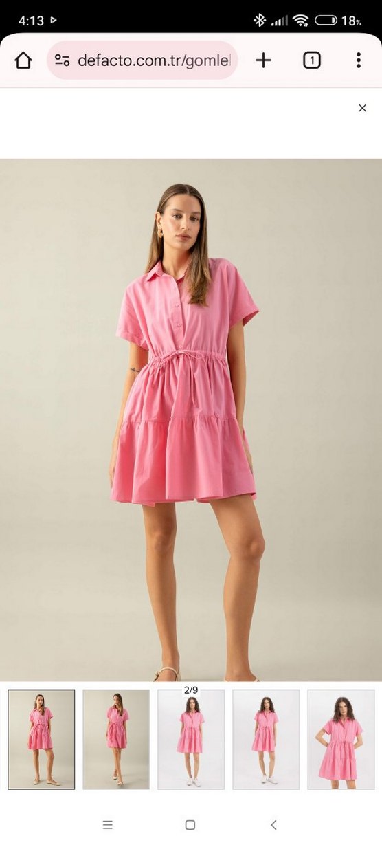 Pembe Mini Renkli Rahat Elbise - Görsel 2