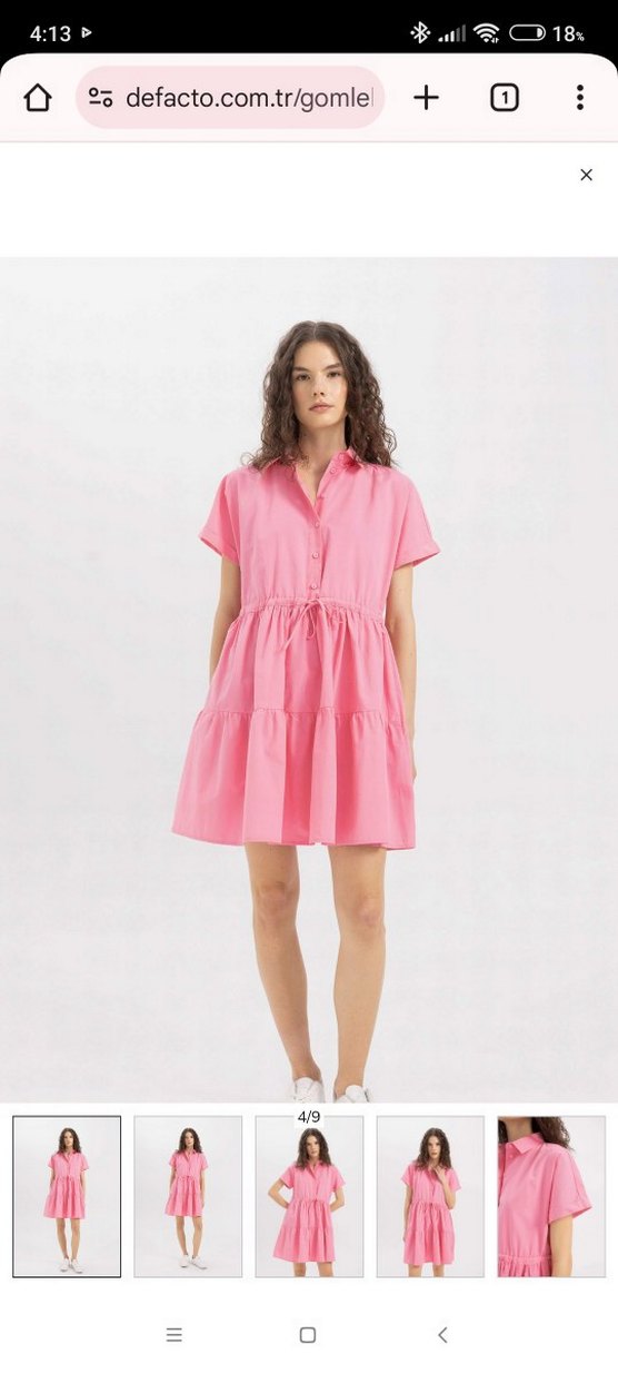 Pembe Mini Renkli Rahat Elbise - Görsel 3