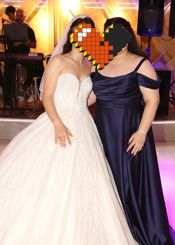 lacivert kayık yaka abiye - Görsel 2