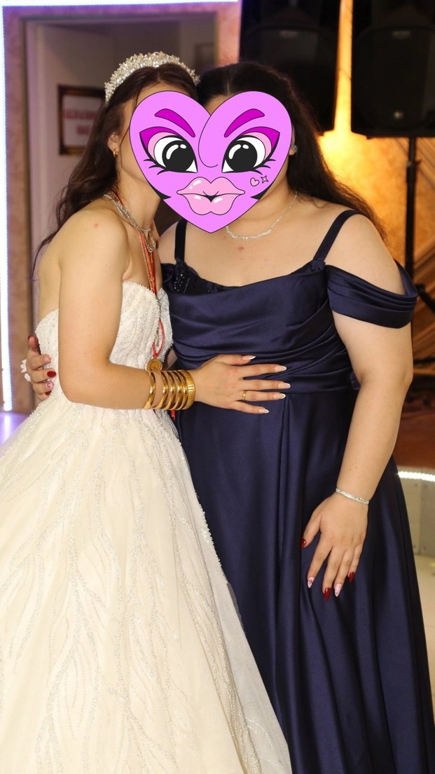 lacivert kayık yaka abiye - Görsel 3