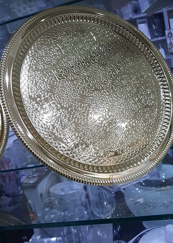 35 cm yuvarlak gold tepsi