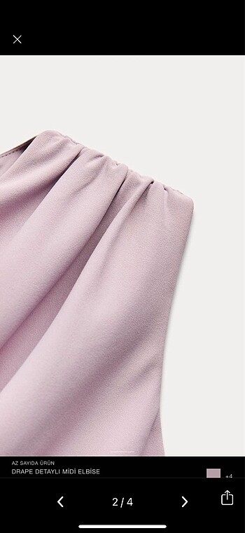 s Beden ZARA DRAPE DETAYLI MİDİ ELBİSE