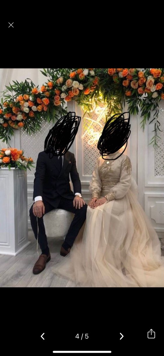 Drapeli Beyaz Uzun Kollu Sade Nişan Elbisesi - Görsel 2