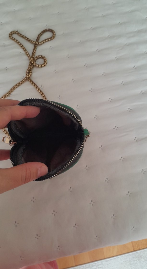 Yeşil Deri Zincir Askılı telefon çantası - Görsel 4