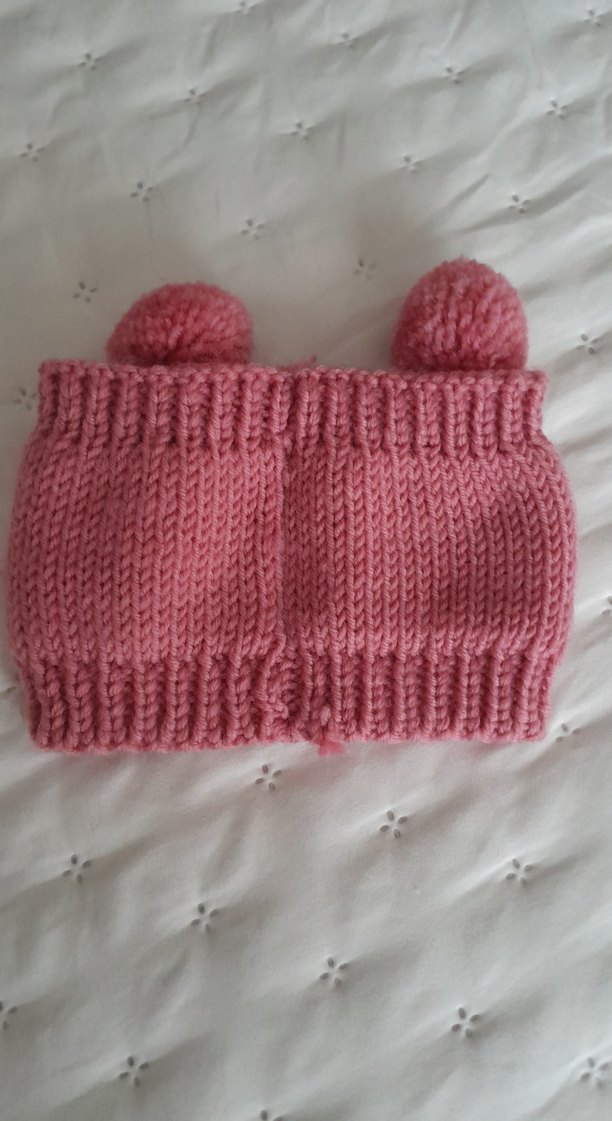 Pembe Örgü Çocuk Bere - Kedi Tasarımlı - Görsel 2