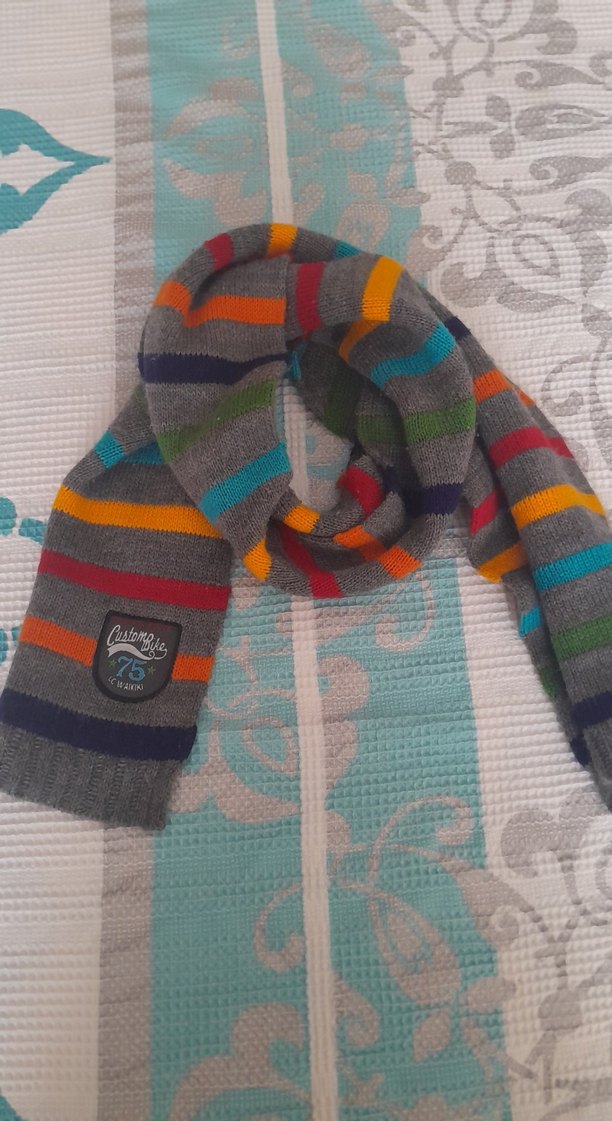 Çok Renkli Çizgili çocuk Atkı - Görsel 3