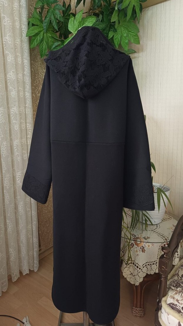 Düğmeli Uzun Siyah  Kadın Kaban - Görsel 3