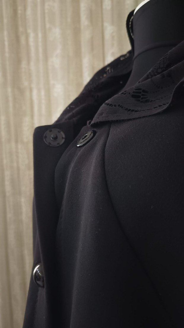 Düğmeli Uzun Siyah  Kadın Kaban - Görsel 5