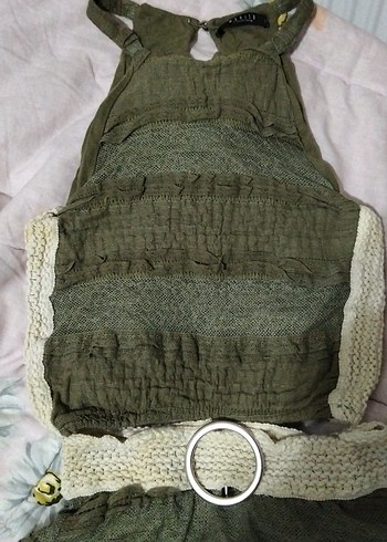 Kemerli Haki Midi Etek - Görsel 4