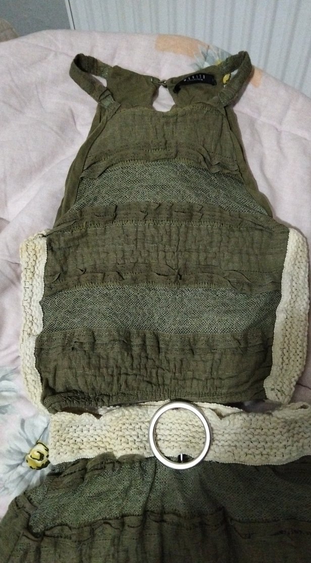 Kemerli Haki Midi Etek - Görsel 4