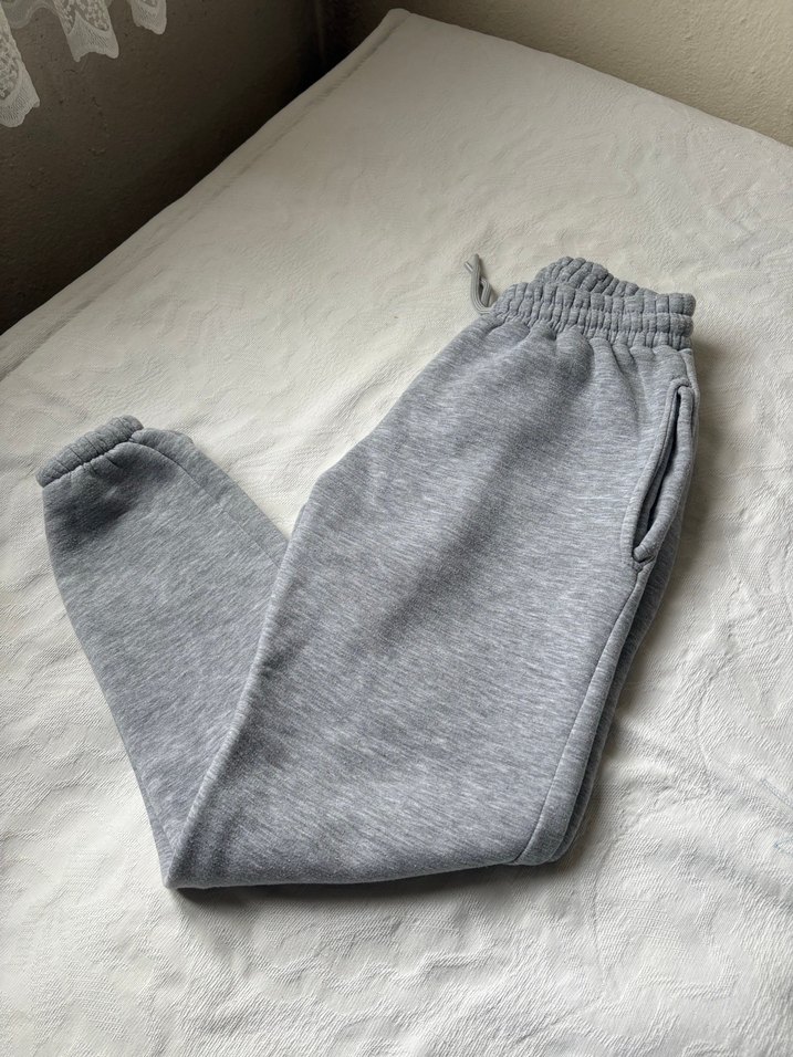 Gri unisex  Rahat Kesim Eşofman - Görsel 4